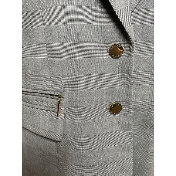 Calvin Klein Women's Career Blazer Size 10 Houndstooth Plaid‎ Black White Jacket - Picture 10 of 11